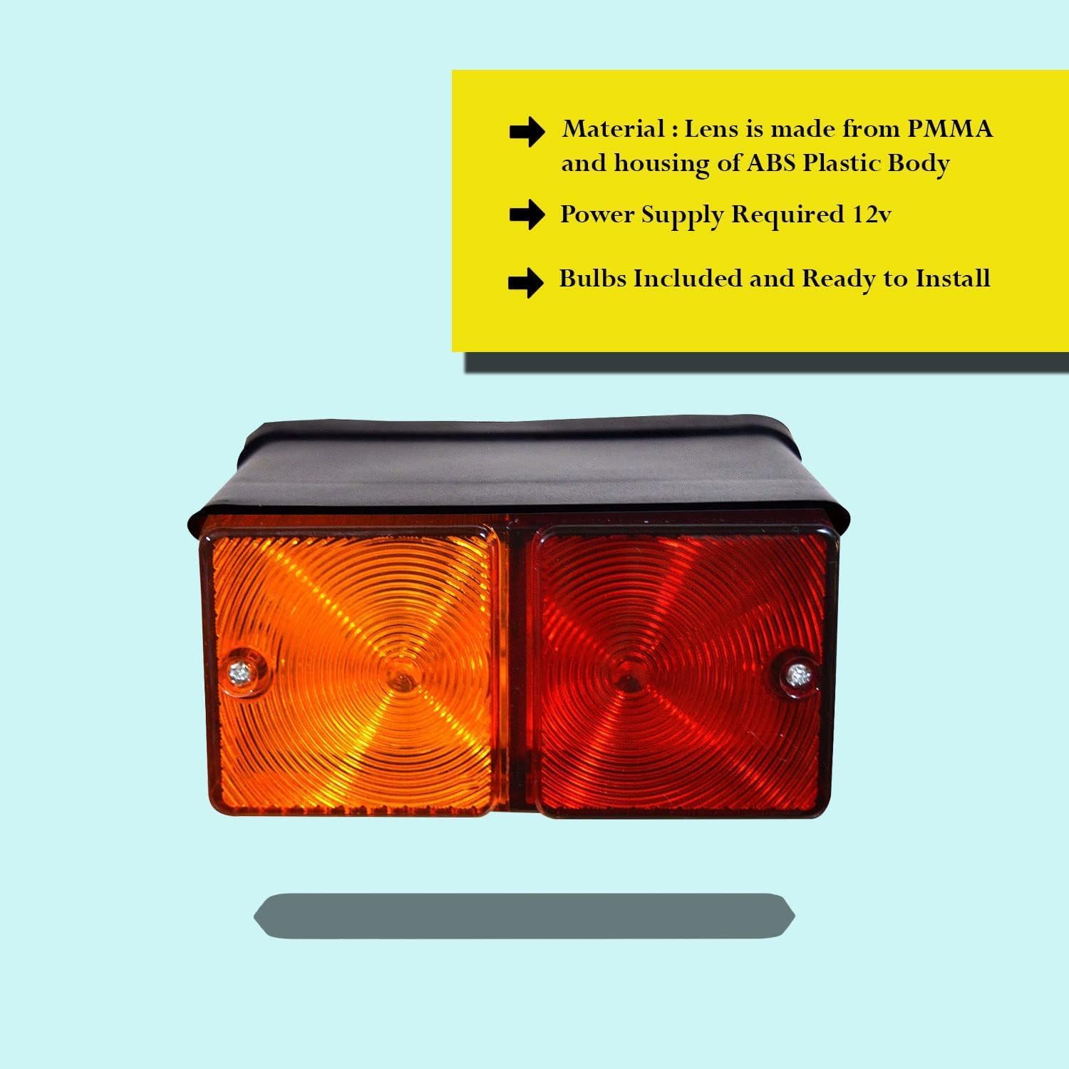 12v Front Side Indicator and Rear Tail Indicator Turn Signal Lamp Flasher Combination Light Assembly Set for Case IH | Fiat | Ford New Holland Tractor D3NN13405B D3NN13N32