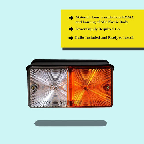 12v Front Side Indicator and Rear Tail Indicator Turn Signal Lamp Flasher Combination Light Assembly Set for Case IH | Fiat | Ford New Holland Tractor D3NN13405B D3NN13N32